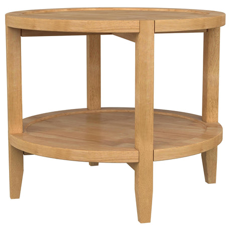 Camillo Brown Round Solid Wood End Table with Shelf Maple by Coaster at Eve Furniture