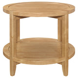 Camillo Brown Round Solid Wood End Table with Shelf Maple by Coaster at Eve Furniture