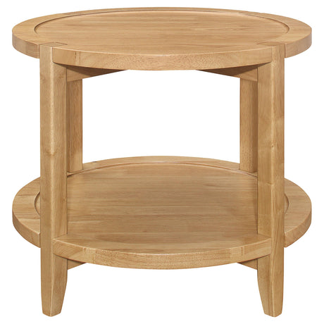 Camillo Brown Round Solid Wood End Table with Shelf Maple by Coaster at Eve Furniture