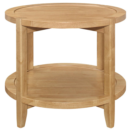 Camillo Brown Round Solid Wood End Table with Shelf Maple by Coaster at Eve Furniture