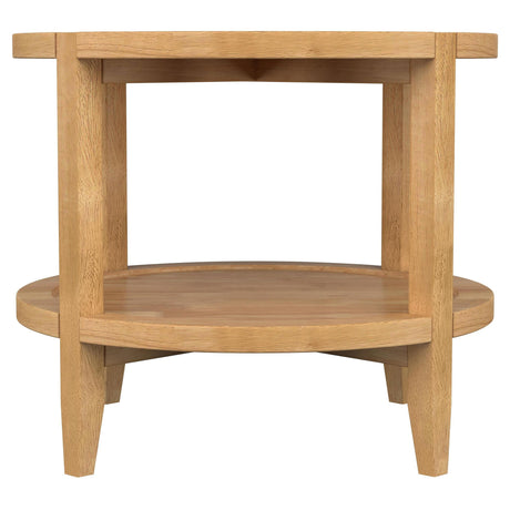Camillo Brown Round Solid Wood End Table with Shelf Maple by Coaster at Eve Furniture