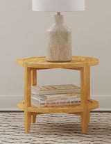 Camillo Brown Round Solid Wood End Table with Shelf Maple by Coaster at Eve Furniture