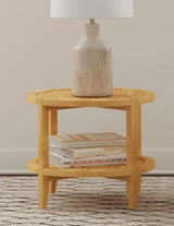 Camillo Brown Round Solid Wood End Table with Shelf Maple by Coaster at Eve Furniture