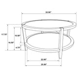 Camillo Round Solid Wood Coffee Table with Shelf Maple Brown by Coaster at Eve Furniture