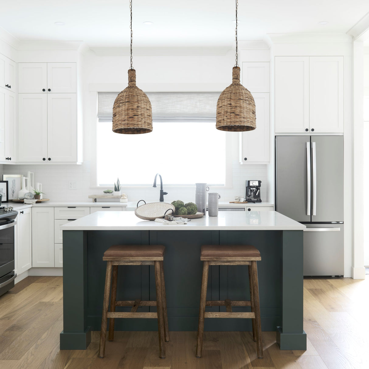 Campanile Brown Whicker Pendant Light by Mercana at Eve Furniture