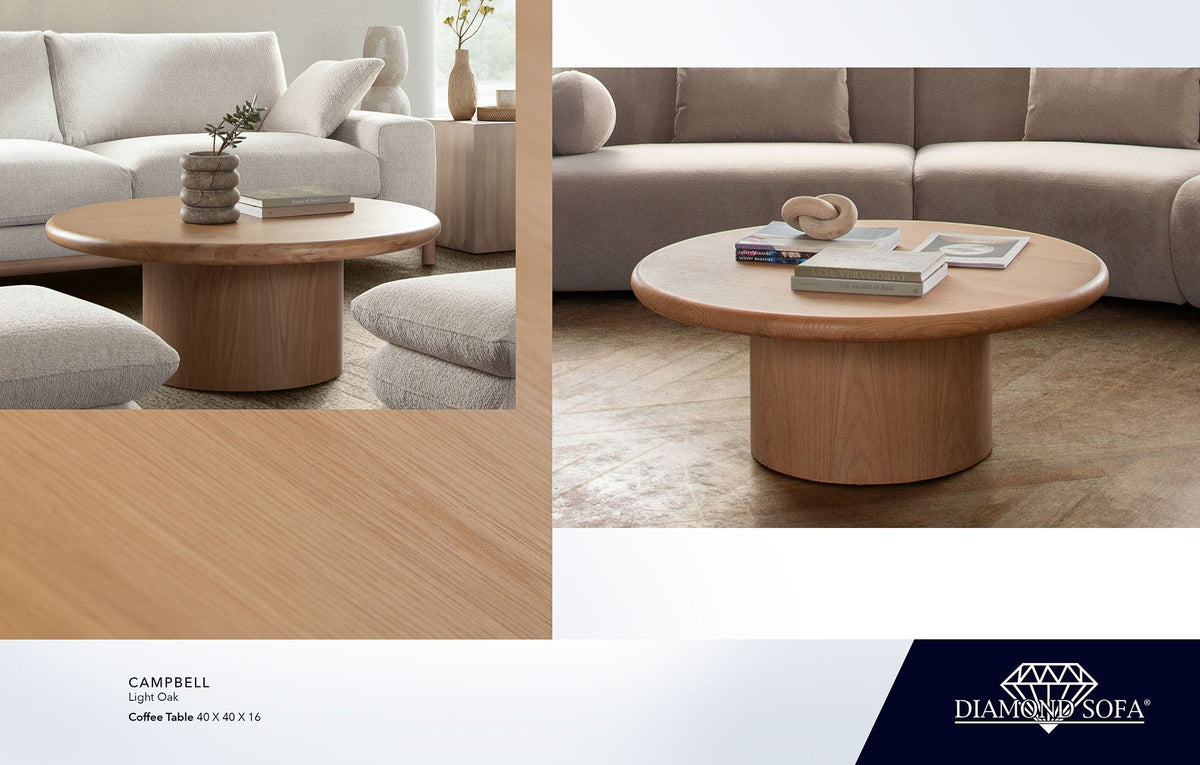 Campbell Light Oak Coffee Table by Diamond Sofa at Eve Furniture