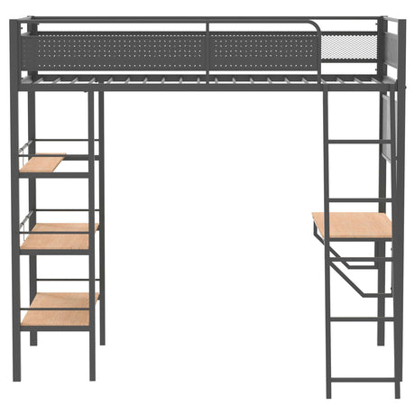 Campus Matte Black 3-Shelf Metal Twin Workstation Loft Bed by Coaster at Eve Furniture