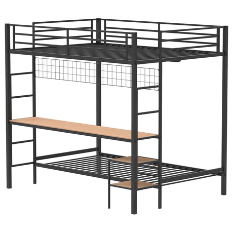 Campus Matte Black Metal Full Over Twin Workstation Bunk Bed by Coaster at Eve Furniture