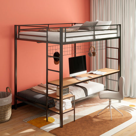 Campus Matte Black Metal Full Over Twin Workstation Bunk Bed by Coaster at Eve Furniture