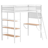 Campus Matte White 3-Shelf Metal Twin Workstation Loft Bed by Coaster at Eve Furniture