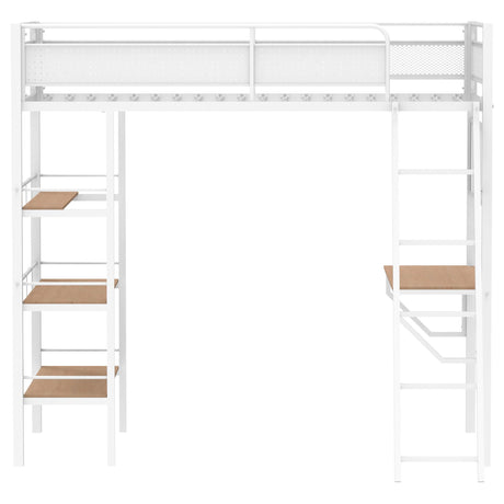 Campus Matte White 3-Shelf Metal Twin Workstation Loft Bed by Coaster at Eve Furniture