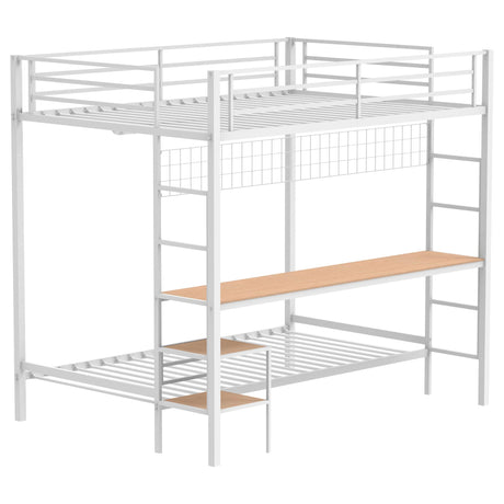 Campus Matte White Metal Full Over Twin Workstation Bunk Bed by Coaster at Eve Furniture