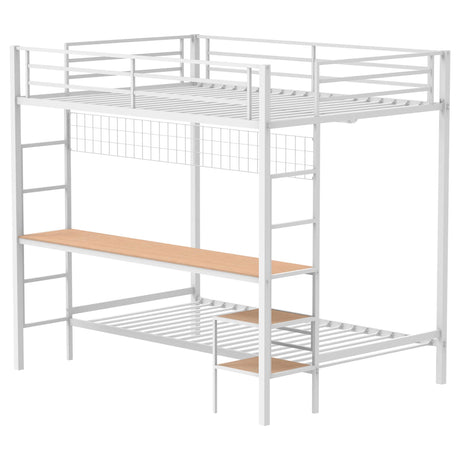 Campus Matte White Metal Full Over Twin Workstation Bunk Bed by Coaster at Eve Furniture