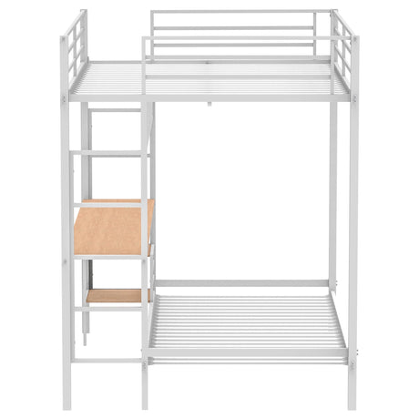 Campus Matte White Metal Full Over Twin Workstation Bunk Bed by Coaster at Eve Furniture