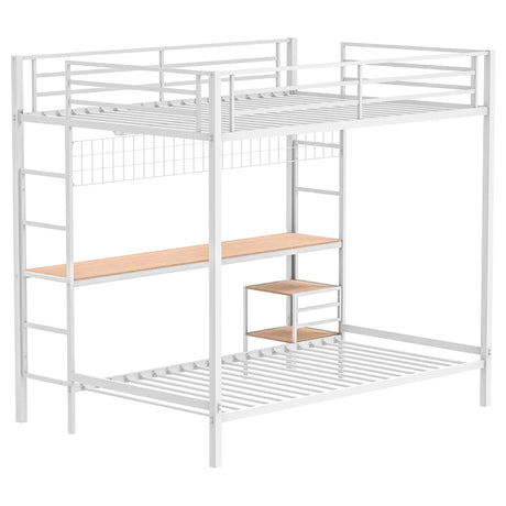 Campus Matte White Metal Full Over Twin Workstation Bunk Bed by Coaster at Eve Furniture