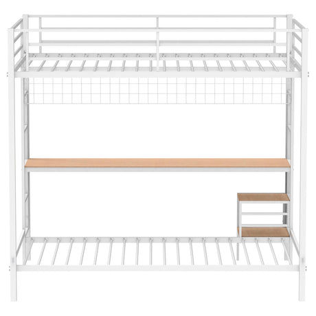 Campus Matte White Metal Full Over Twin Workstation Bunk Bed by Coaster at Eve Furniture