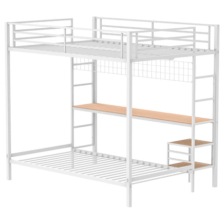 Campus Matte White Metal Full Over Twin Workstation Bunk Bed by Coaster at Eve Furniture