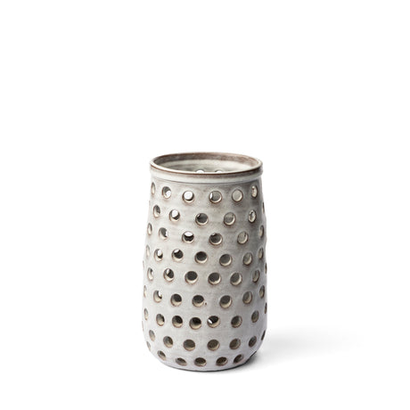 Canasta Small Rustic White Ceramic Cylindrical Vase by Mercana at Eve Furniture