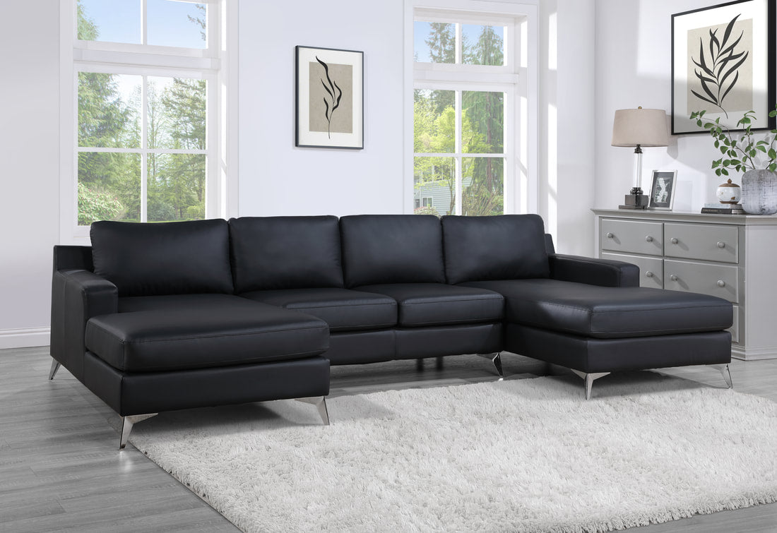 Candace Black Double Chaise Sectional by Happy Homes at Eve Furniture