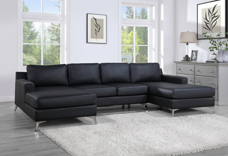 Candace Black Double Chaise Sectional by Happy Homes at Eve Furniture