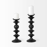 Candelero I Small Black Metal Grooved Table Candle Holder by Mercana at Eve Furniture