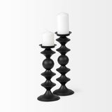 Candelero I Small Black Metal Grooved Table Candle Holder by Mercana at Eve Furniture
