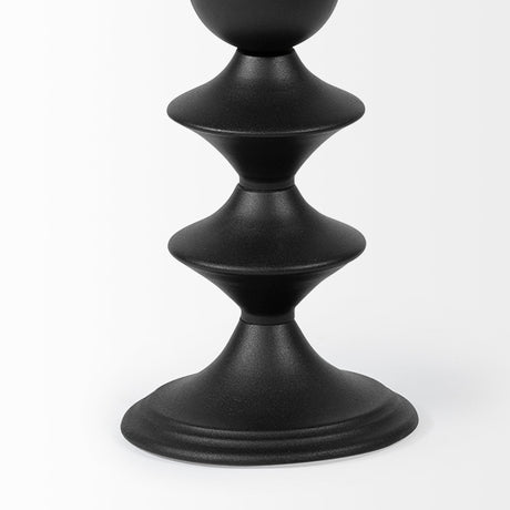 Candelero I Small Black Metal Grooved Table Candle Holder by Mercana at Eve Furniture
