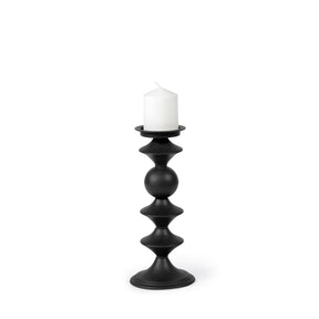Candelero I Small Black Metal Grooved Table Candle Holder by Mercana at Eve Furniture