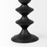 Candelero II Large Black Metal Grooved Table Candle Holder by Mercana at Eve Furniture
