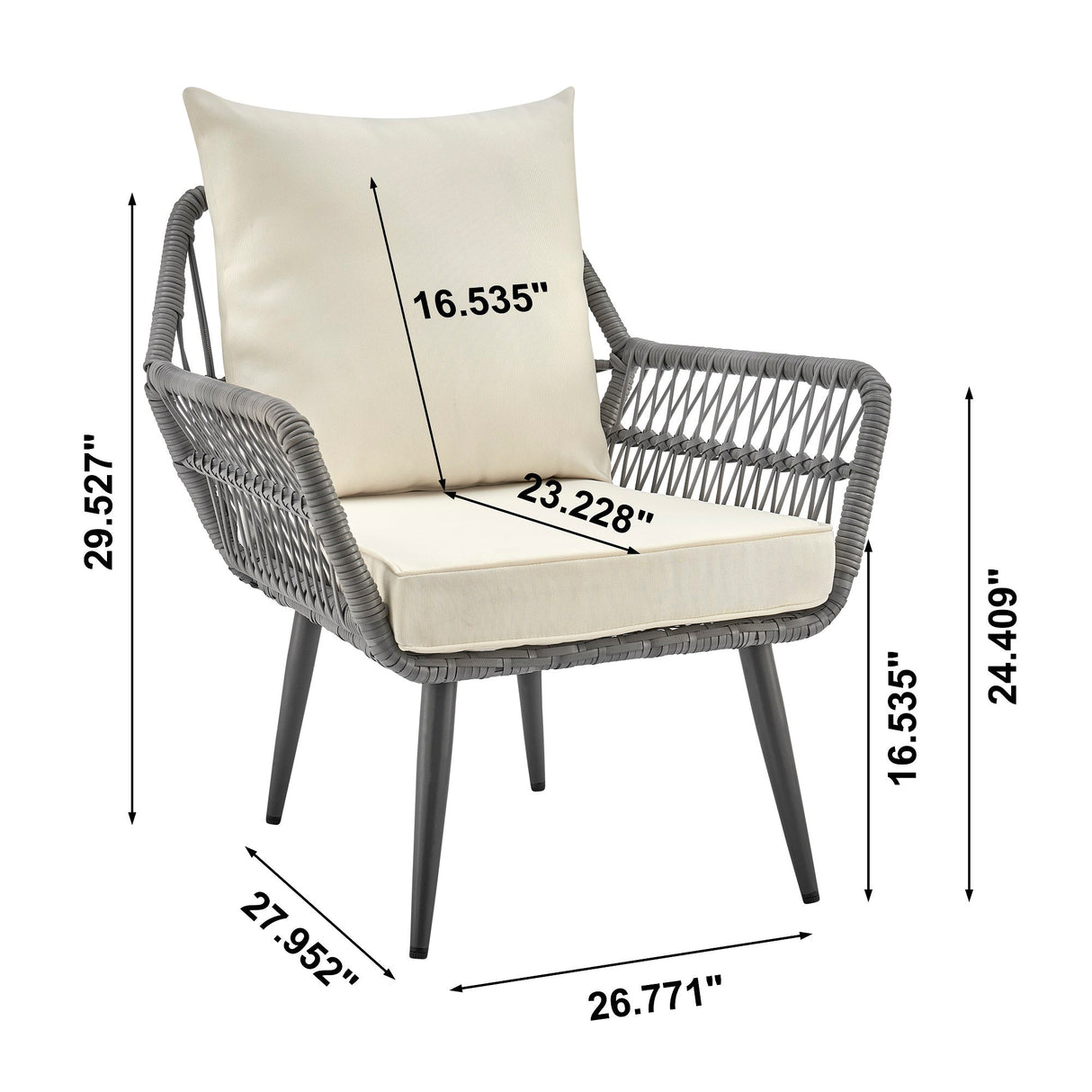 Cannes Patio 2-Person Seating Group with End Table with Cream Cushions by Manhattan Comfort at Eve Furniture