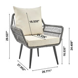 Cannes Patio 2-Person Seating Group with End Table with Cream Cushions by Manhattan Comfort at Eve Furniture