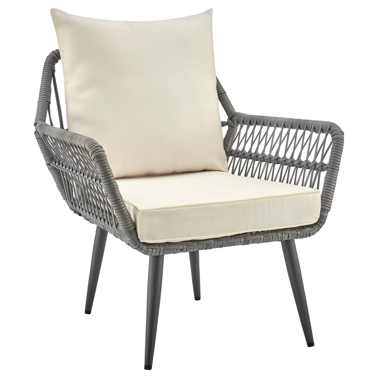 Cannes Patio 2-Person Seating Group with End Table with Cream Cushions by Manhattan Comfort at Eve Furniture