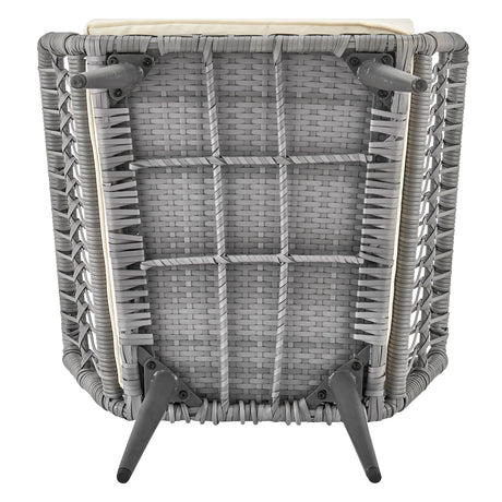 Cannes Patio 2-Person Seating Group with End Table with Cream Cushions by Manhattan Comfort at Eve Furniture