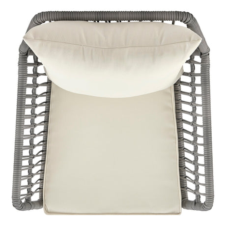 Cannes Patio 2-Person Seating Group with End Table with Cream Cushions by Manhattan Comfort at Eve Furniture
