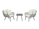 Cannes Patio 2-Person Seating Group with End Table with Cream Cushions by Manhattan Comfort at Eve Furniture