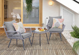 Cannes Patio 2-Person Seating Group with End Table with Grey Cushions by Manhattan Comfort at Eve Furniture