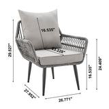 Cannes Patio 2-Person Seating Group with End Table with Grey Cushions by Manhattan Comfort at Eve Furniture