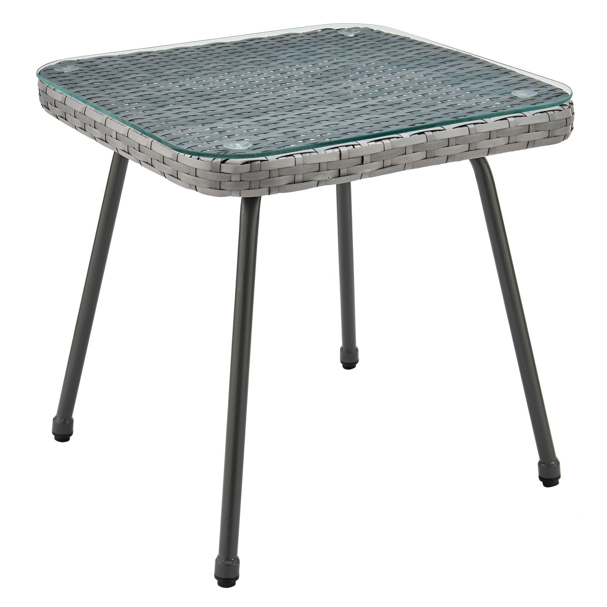Cannes Patio 2-Person Seating Group with End Table with Grey Cushions by Manhattan Comfort at Eve Furniture