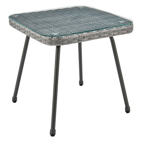 Cannes Patio 2-Person Seating Group with End Table with Grey Cushions by Manhattan Comfort at Eve Furniture