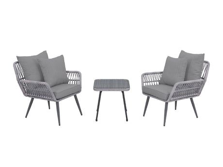 Cannes Patio 2-Person Seating Group with End Table with Grey Cushions by Manhattan Comfort at Eve Furniture