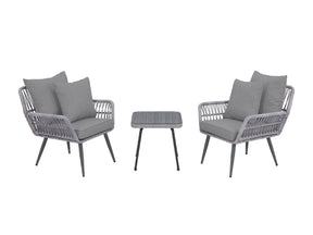 Cannes Patio 2-Person Seating Group with End Table with Grey Cushions by Manhattan Comfort at Eve Furniture