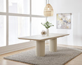 Cannon Sintered Stone/Ivory Double Pedestal Extension Dining Table by Modus Furniture at Eve Furniture