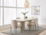 Cannon Sintered Stone/Ivory Double Pedestal Extension Dining Table by Modus Furniture at Eve Furniture