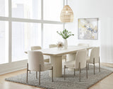 Cannon Sintered Stone/Ivory Double Pedestal Extension Dining Table by Modus Furniture at Eve Furniture