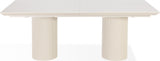 Cannon Sintered Stone/Ivory Double Pedestal Extension Dining Table by Modus Furniture at Eve Furniture
