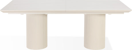 Cannon Sintered Stone/Ivory Double Pedestal Extension Dining Table by Modus Furniture at Eve Furniture