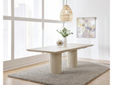 Cannon Sintered Stone/Ivory Double Pedestal Extension Dining Table by Modus Furniture at Eve Furniture