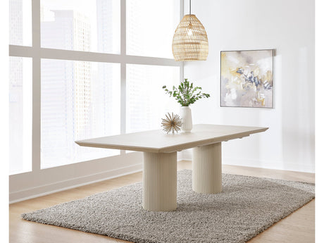 Cannon Sintered Stone/Ivory Double Pedestal Extension Dining Table by Modus Furniture at Eve Furniture