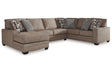 Cannonbrook Nutmeg 3-Piece Left Arm Facing (LAF) Chaise Sectional by Ashley at Eve Furniture
