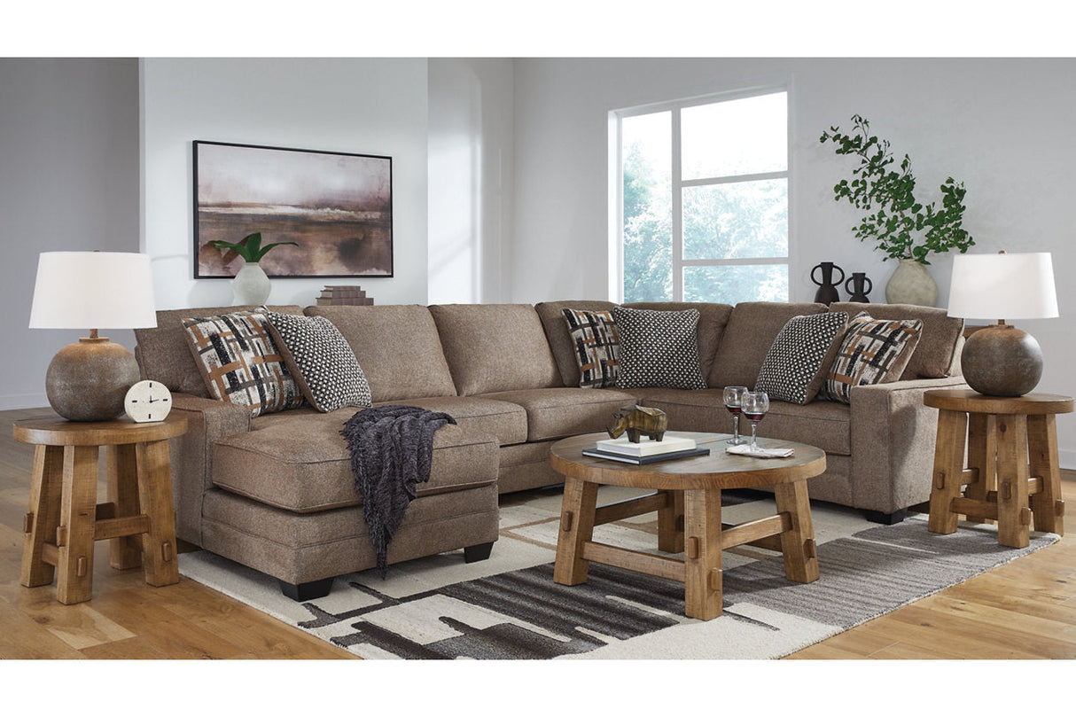 Cannonbrook Nutmeg 3-Piece Left Arm Facing (LAF) Chaise Sectional by Ashley at Eve Furniture